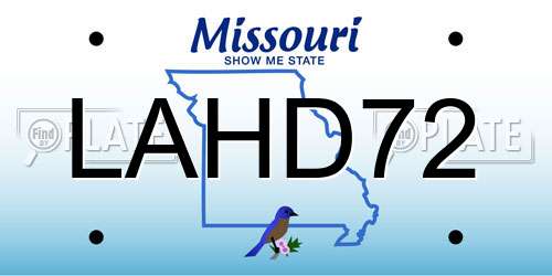 LAHD72 Missouri License Plate