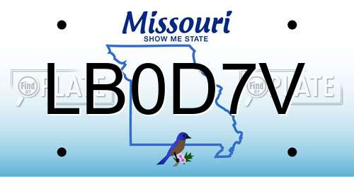 LB0D7V Missouri License Plate