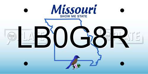 LB0G8R Missouri License Plate