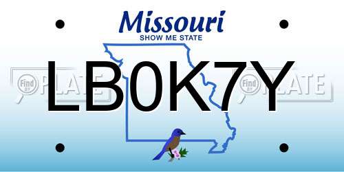 LB0K7Y Missouri License Plate