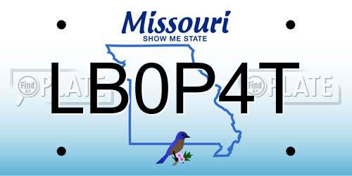 LB0P4T Missouri License Plate