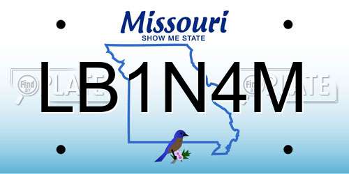 LB1N4M Missouri License Plate