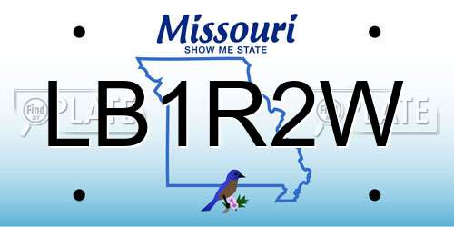LB1R2W Missouri License Plate