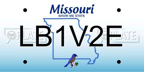 LB1V2E Missouri License Plate