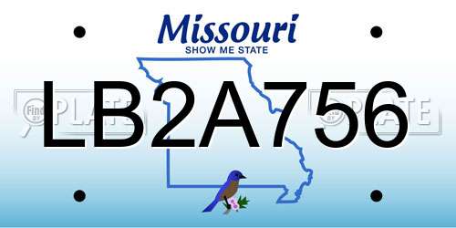 LB2A756 Missouri License Plate