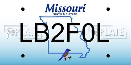 LB2F0L Missouri License Plate