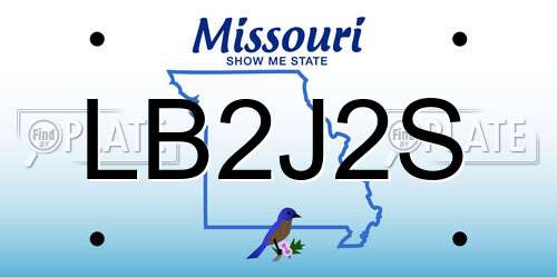 LB2J2S Missouri License Plate