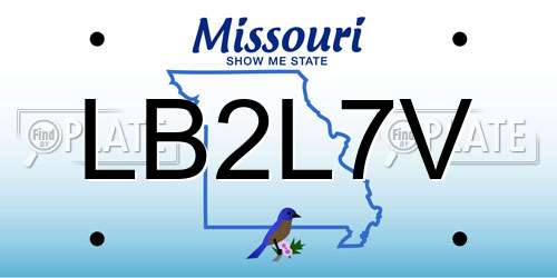 LB2L7V Missouri License Plate