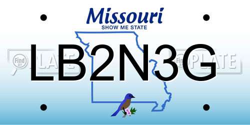 LB2N3G Missouri License Plate