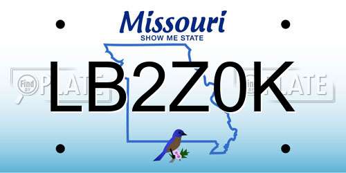 LB2Z0K Missouri License Plate