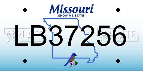 LB37256 Missouri License Plate