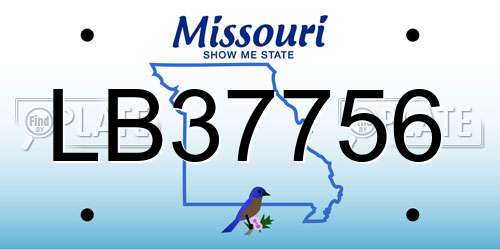 LB37756 Missouri License Plate