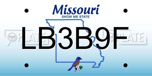 LB3B9F Missouri License Plate