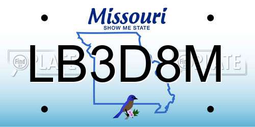 LB3D8M Missouri License Plate