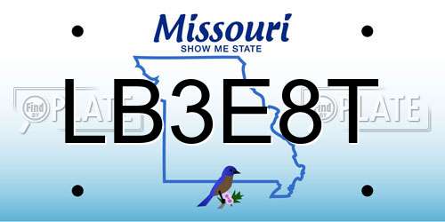 LB3E8T Missouri License Plate