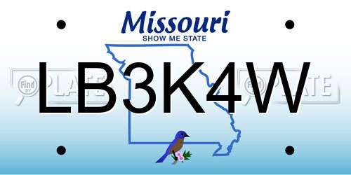 LB3K4W Missouri License Plate