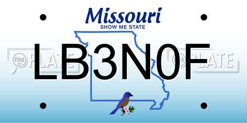 LB3N0F Missouri License Plate