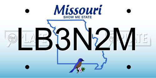 LB3N2M Missouri License Plate