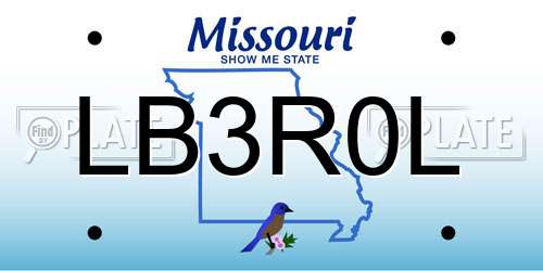 LB3R0L Missouri License Plate