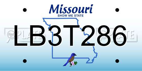 LB3T286 Missouri License Plate