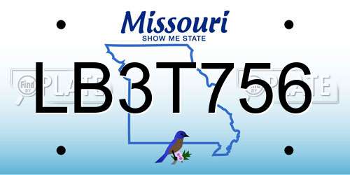 LB3T756 Missouri License Plate