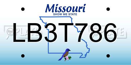 LB3T786 Missouri License Plate