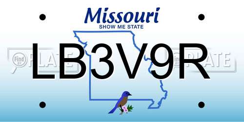 LB3V9R Missouri License Plate