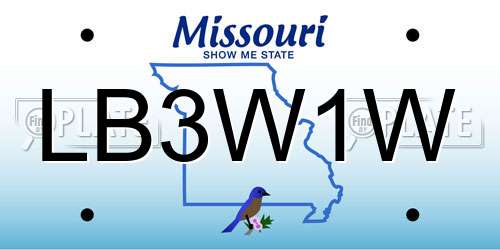 LB3W1W Missouri License Plate