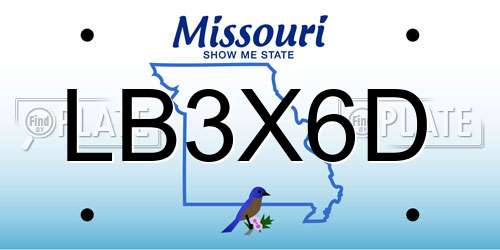 LB3X6D Missouri License Plate