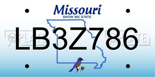 LB3Z786 Missouri License Plate