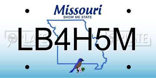 LB4H5M Missouri License Plate
