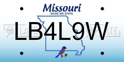 LB4L9W Missouri License Plate