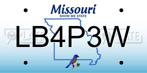 LB4P3W Missouri License Plate