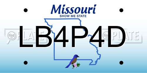 LB4P4D Missouri License Plate