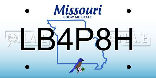 LB4P8H Missouri License Plate