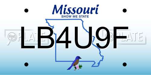 LB4U9F Missouri License Plate