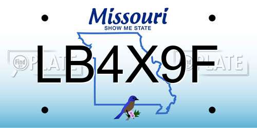 LB4X9F Missouri License Plate