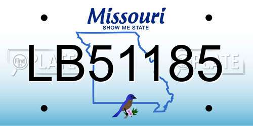 LB51185 Missouri License Plate