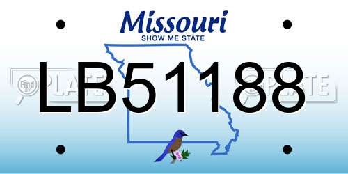 LB51188 Missouri License Plate