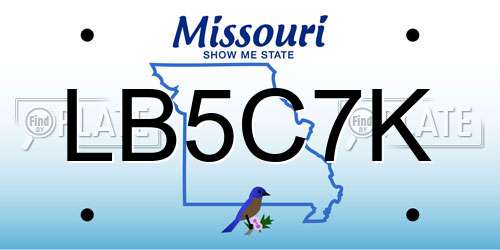LB5C7K Missouri License Plate