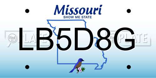 LB5D8G Missouri License Plate