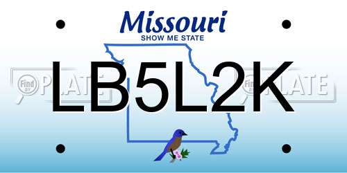 LB5L2K Missouri License Plate
