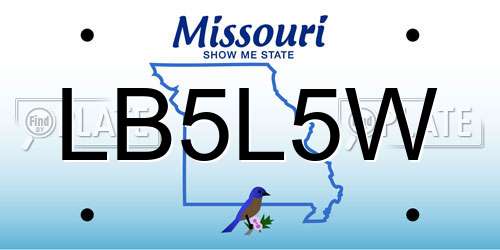 LB5L5W Missouri License Plate