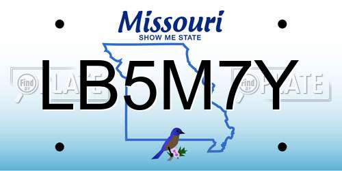 LB5M7Y Missouri License Plate
