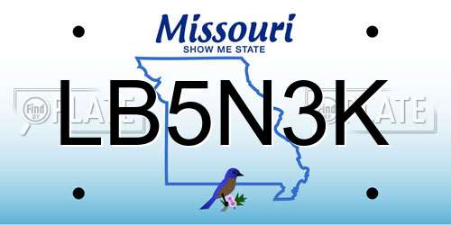 LB5N3K Missouri License Plate