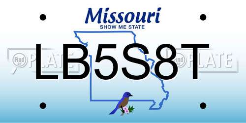 LB5S8T Missouri License Plate