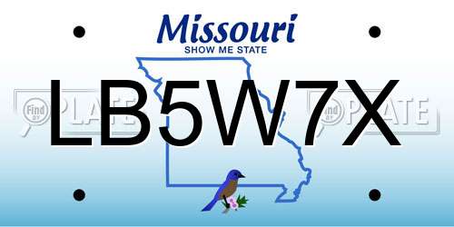 LB5W7X Missouri License Plate