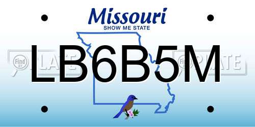 LB6B5M Missouri License Plate