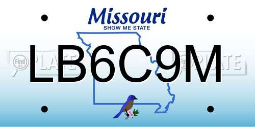 LB6C9M Missouri License Plate