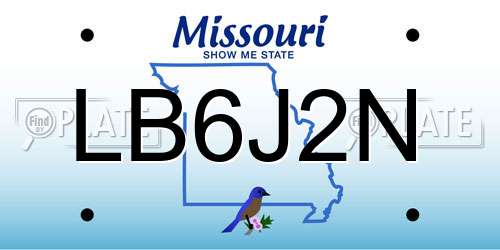 LB6J2N Missouri License Plate